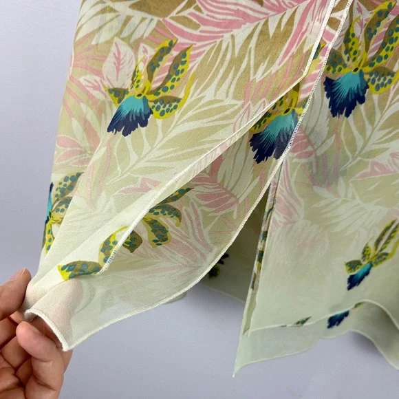CAbi Tropical Orchid Print Parlor Sleeveless Double Layered Chiffon XL Blouse - Picture 13 of 13